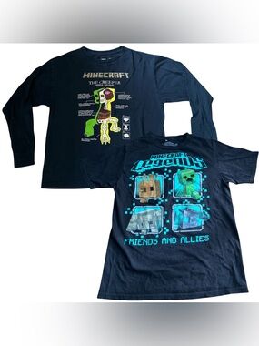 Minecraft Tshirt Lot Youth L Creepus Explodus Creeper Anatomy & Legends Friends